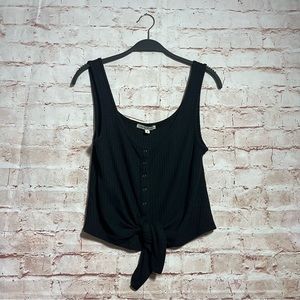 Express One Eleven black cropped tie front tank top size small